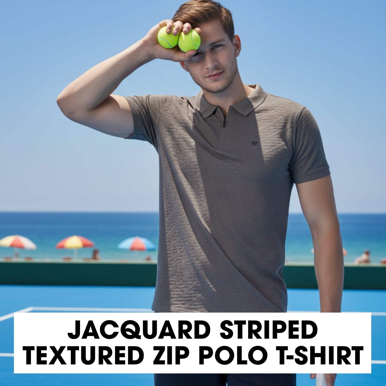 Jacquard Striped Texture Polo T-shirt