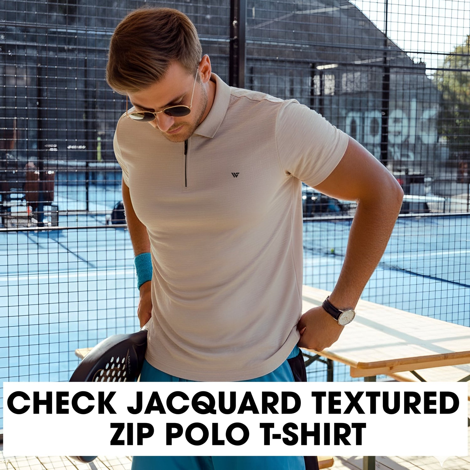Check Jacquard Textured Polo T-Shirt