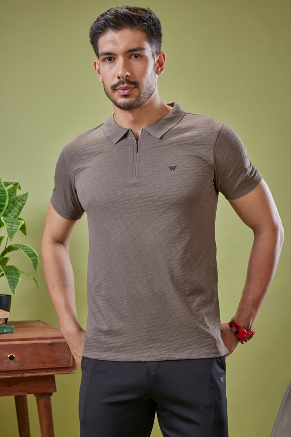 Jacquard Striped Texture Polo T-shirt