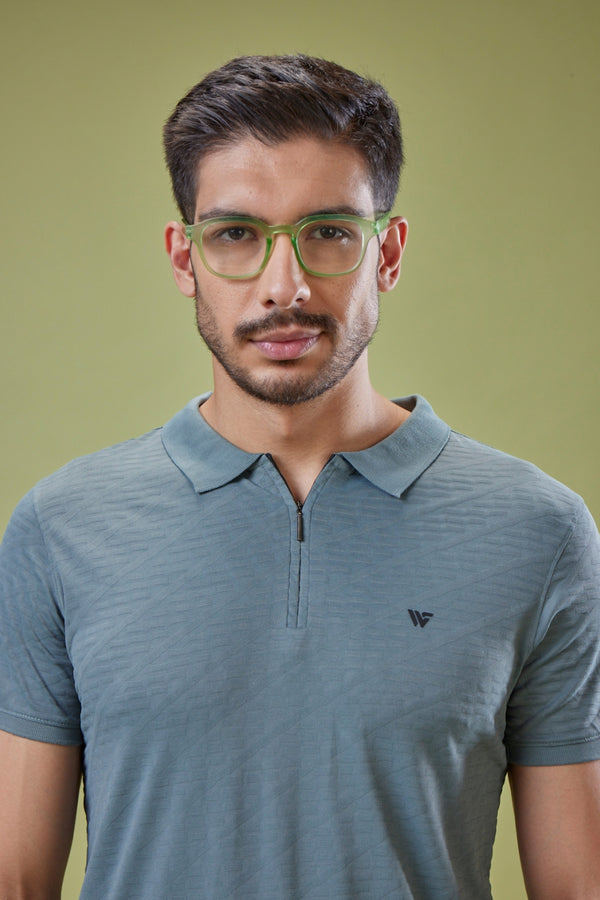 Jacquard Striped Texture Polo T-shirt