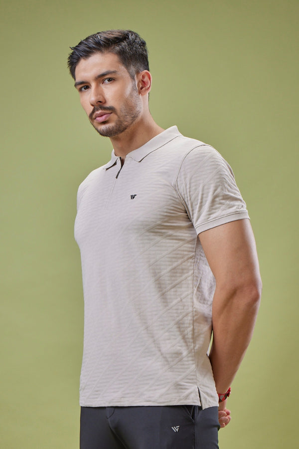 Jacquard Striped Texture Polo T-shirt