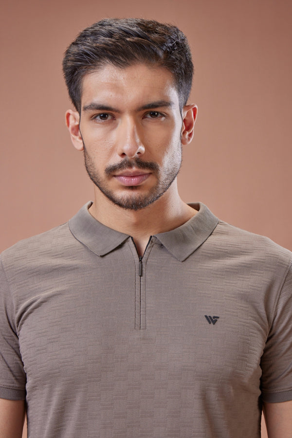 Check Jacquard Textured Polo T-Shirt