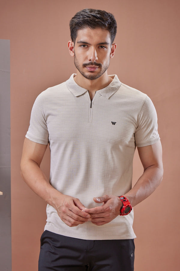 Check Jacquard Textured Polo T-Shirt