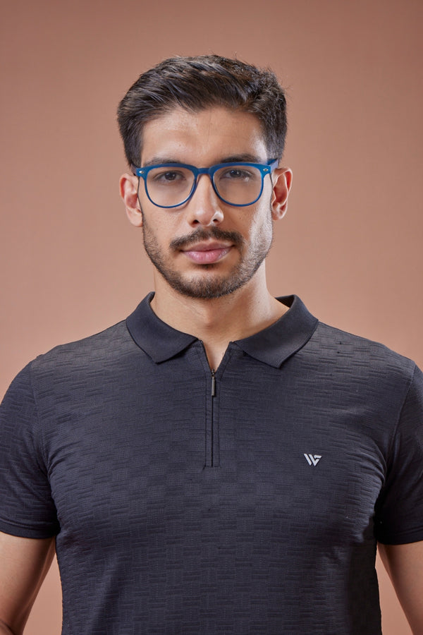 Check Jacquard Textured Polo T-Shirt